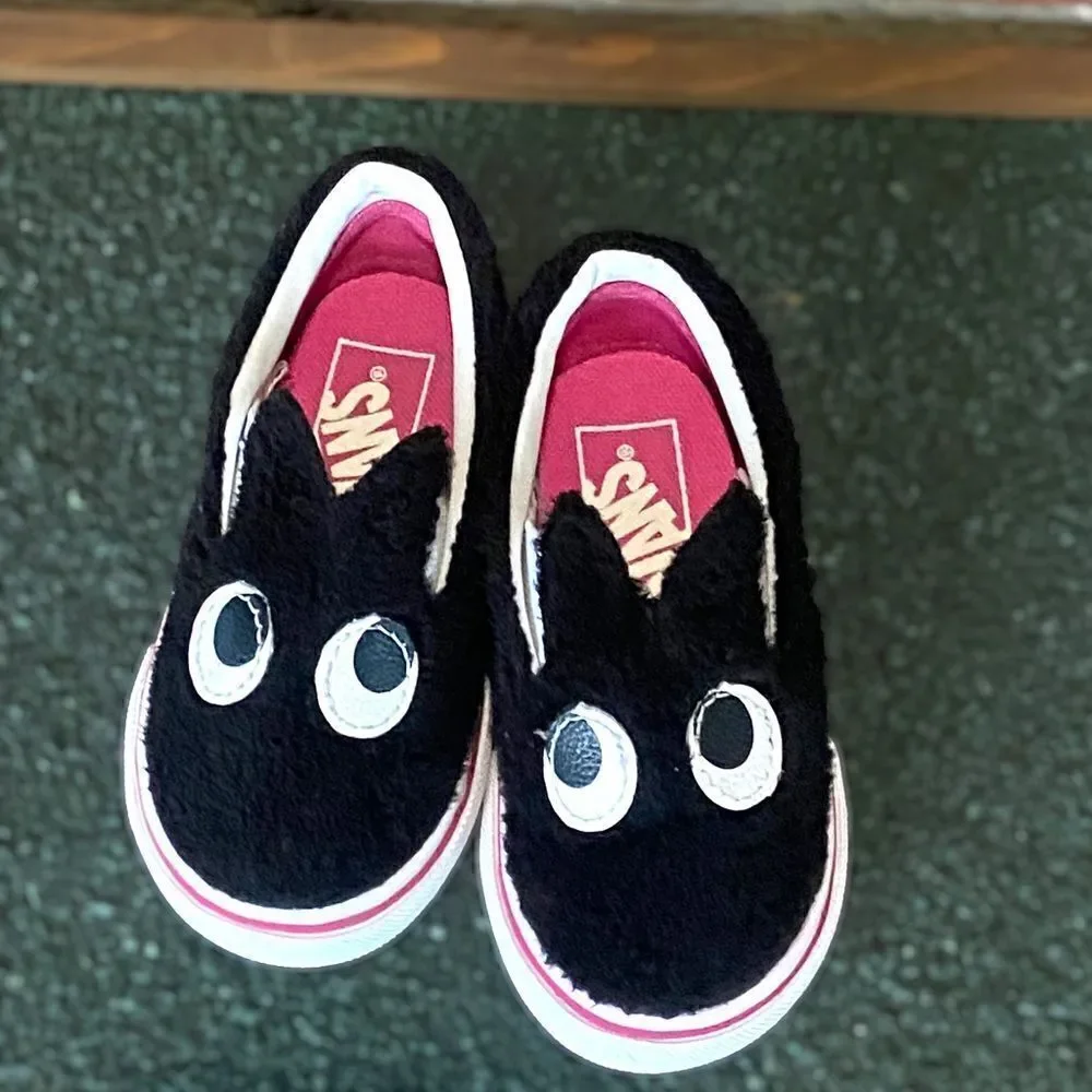 VANS Slip On Infant Baby Toddler Friend Party Furry Black Shoes size 5